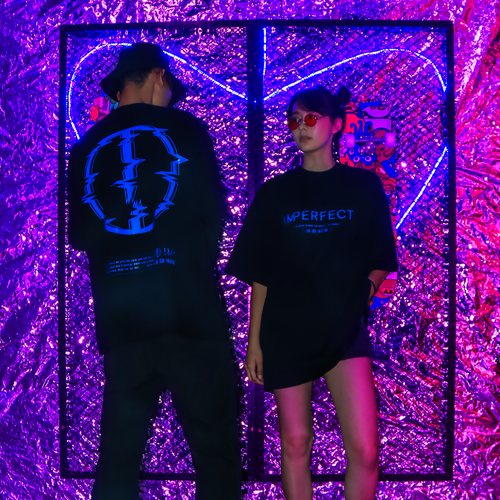 Imperfect GLITCH OVERSIZED TEE (BLUE)