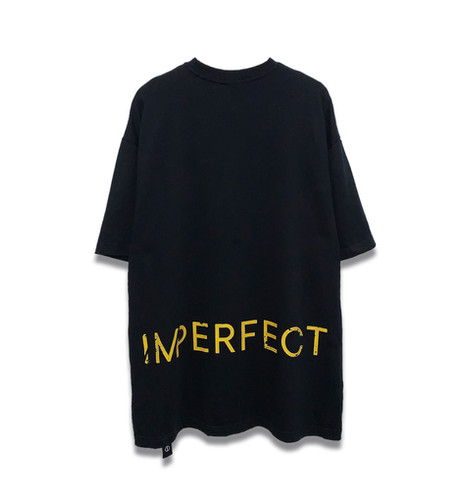 Imperfect GOLD DISTRESSED LOGO OVERSIZED TEE (BK)