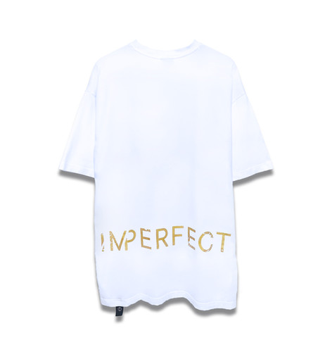 imperfect GOLD DISTRESSED LOGO OVERSIZED TEE (WT)