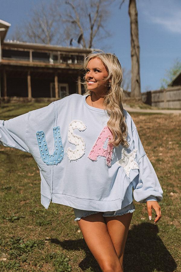 impressions All-American Muse Pearl Embellished Oversized Sweatshirt