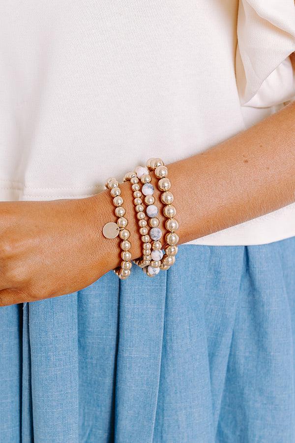 Impressions All The Glam Stretch Bracelet Set In Grey Mix