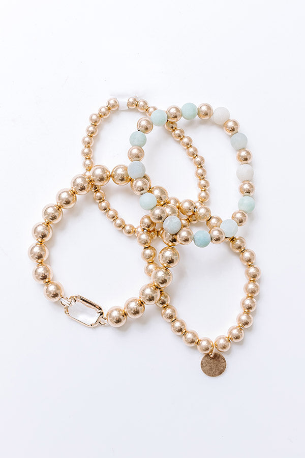 impressions All The Glam Stretch Bracelet Set in Sage