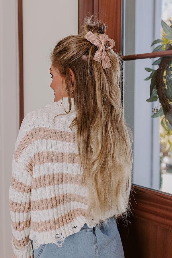 impressions All The Sparkle Bow Hair Claw Clip in Iced Latte