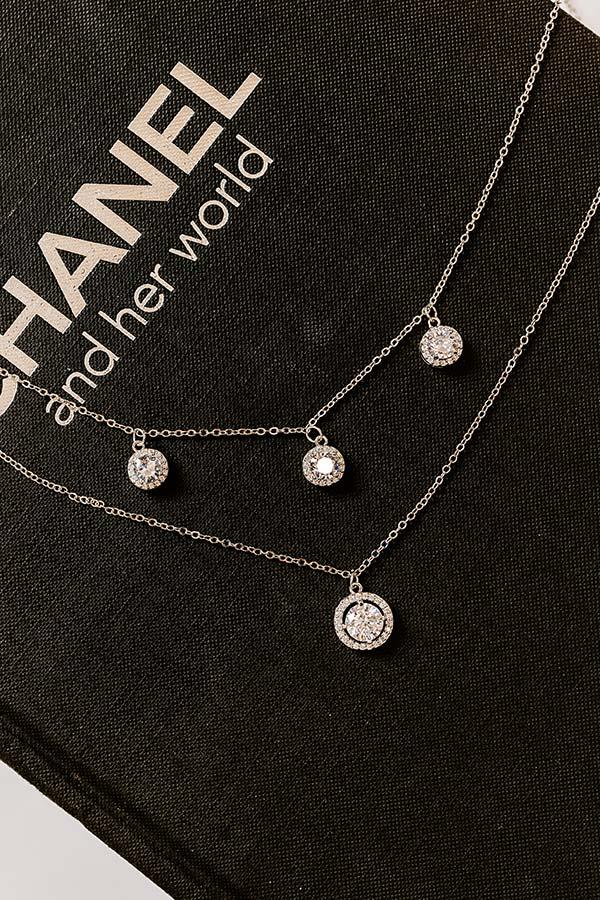 impressions All The Sparkles Layered Necklace in Silver