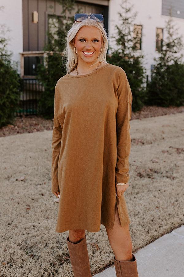 Impressions Always There For You T-Shirt Dress In Camel