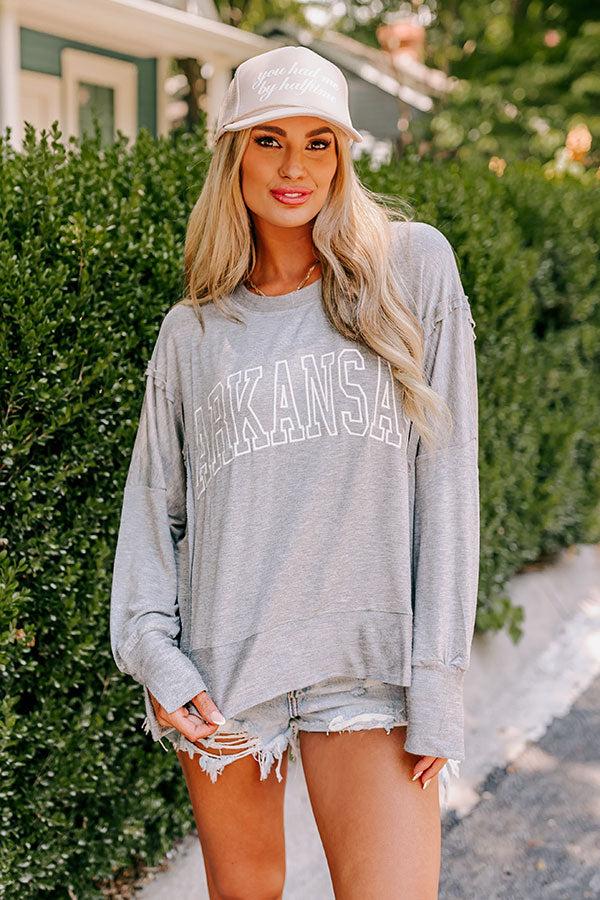 Impressions Arkansas Embroidered Long Sleeve Tee In Grey