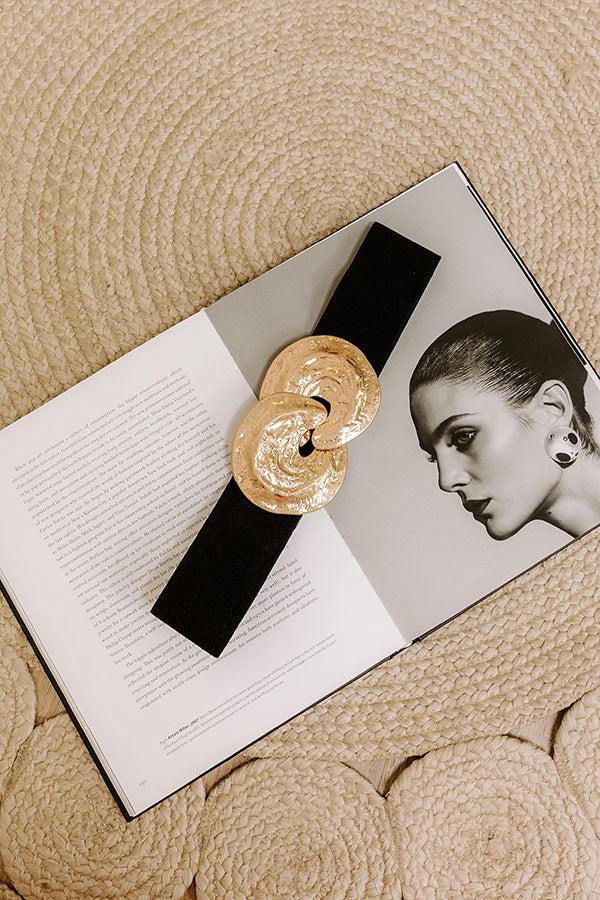 impressions Art Deco District Stretch Belt in Black
