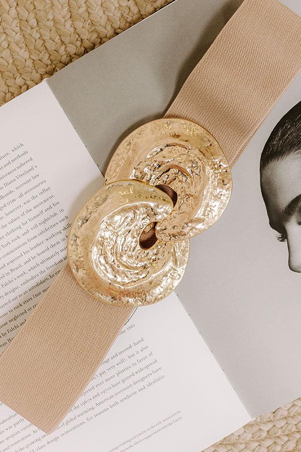 impressions Art Deco District Stretch Belt in Iced Latte
