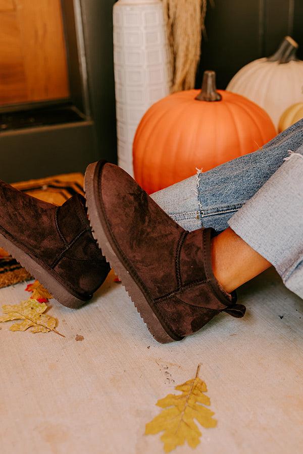 Impressions Away To The Alps Faux Suede Bootie In Chestnut