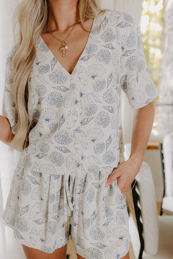 Impressions Beachcomber Linen-Blend Button Down Top