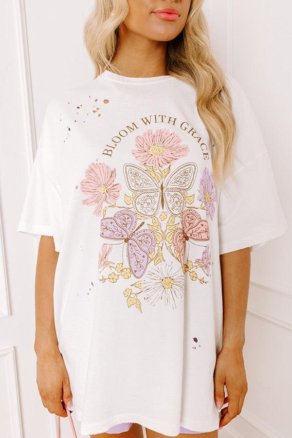 Impressions Bloom With Grace Distressed Oversized Tee