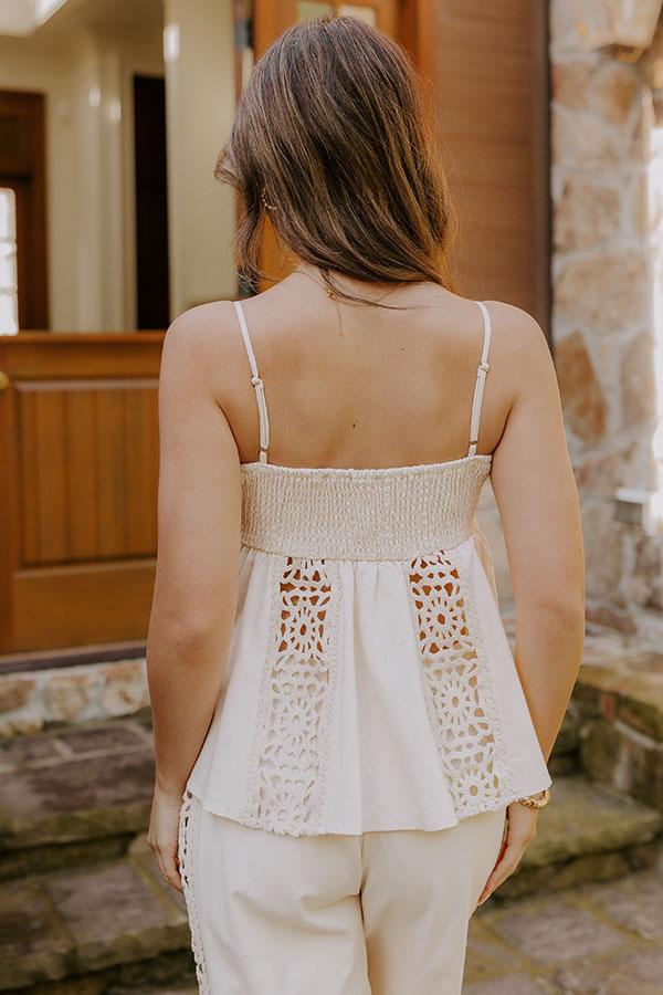 Impressions Boheme Bay Crochet Babydoll Top In Cream