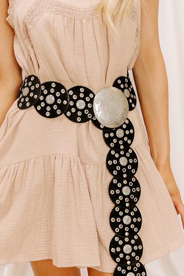 Impressions Boho Feels Faux Suede Disc Belt In Black