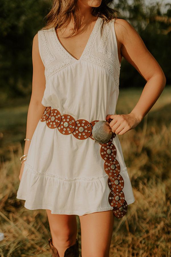 impressions Boho Feels Faux Suede Disc Belt in Camel