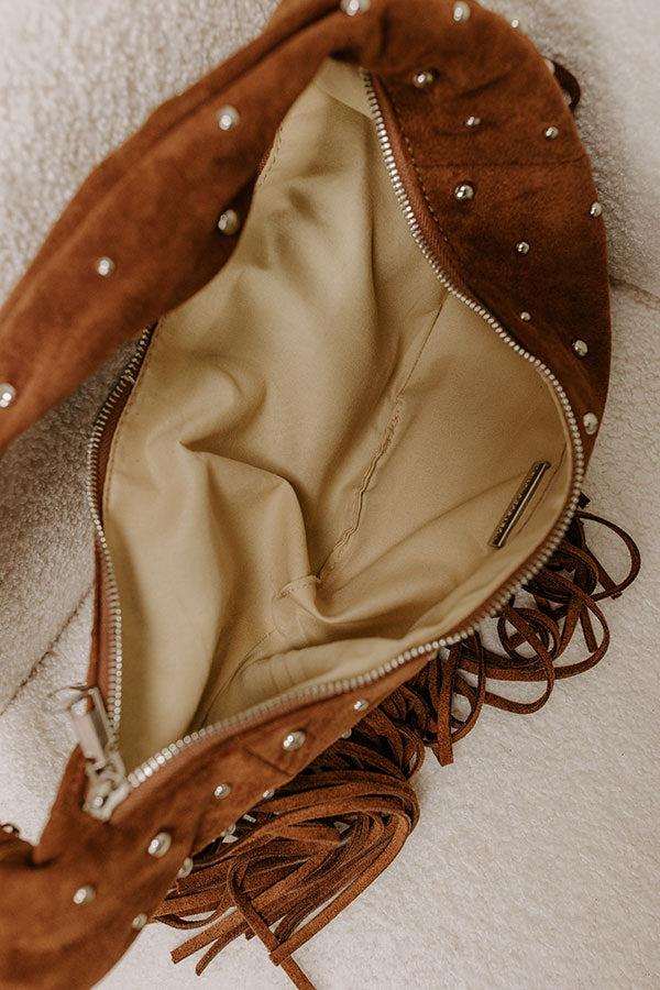 Impressions Boho Feels Faux Suede Fringe Purse In Camel