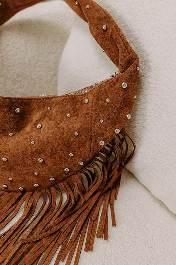 Impressions Boho Feels Faux Suede Fringe Purse In Camel