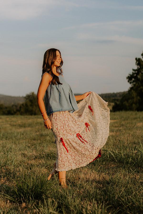 Impressions Boho Feels High Waist Lace Skirt In Wine