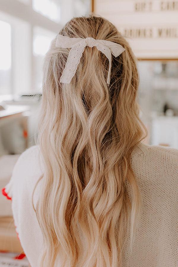 impressions Bows And Kisses Eyelet Bow Hair Clip in Ivory