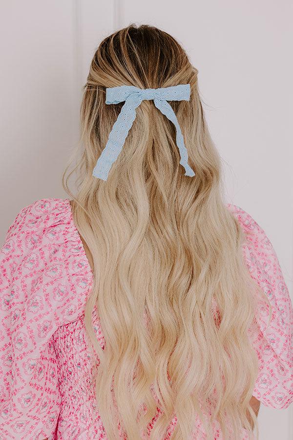 impressions Bows And Kisses Eyelet Bow Hair Clip in Sky Blue