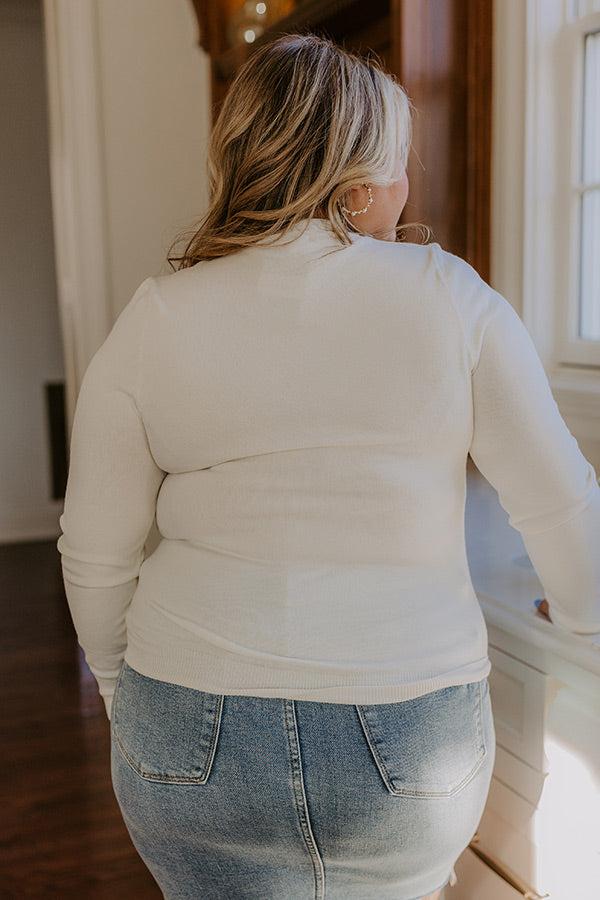 Impressions Breezy Chic Knit Sweater Top In Ivory Curves