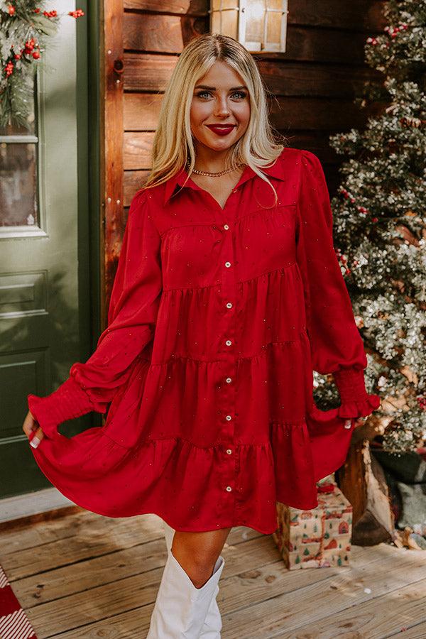 impressions Bring The Sparkle Satin Mini Dress in Wine
