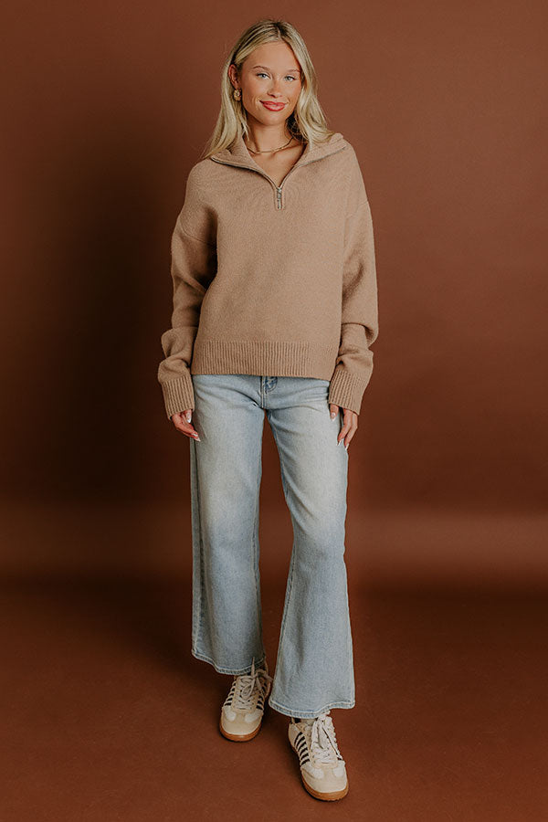 Impressions Brisk Stroll Quarter Zip Knit Sweater In Iced Mocha