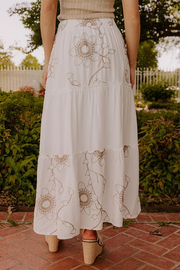 Impressions Bungalow Cutie High Waist Embroidered Maxi Skirt