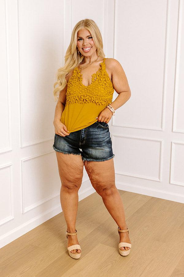 impressions Call Me Yours Crochet Tank In Mustard Curves