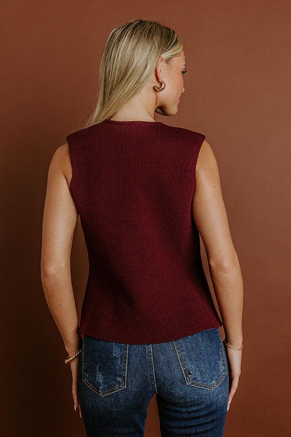 Impressions Cappuccino Cutie Knit Vest Top In Maroon