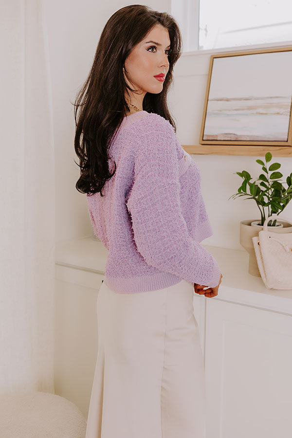 Impressions Cappuccino Sippin Tweed Knit Sweater In Lavender