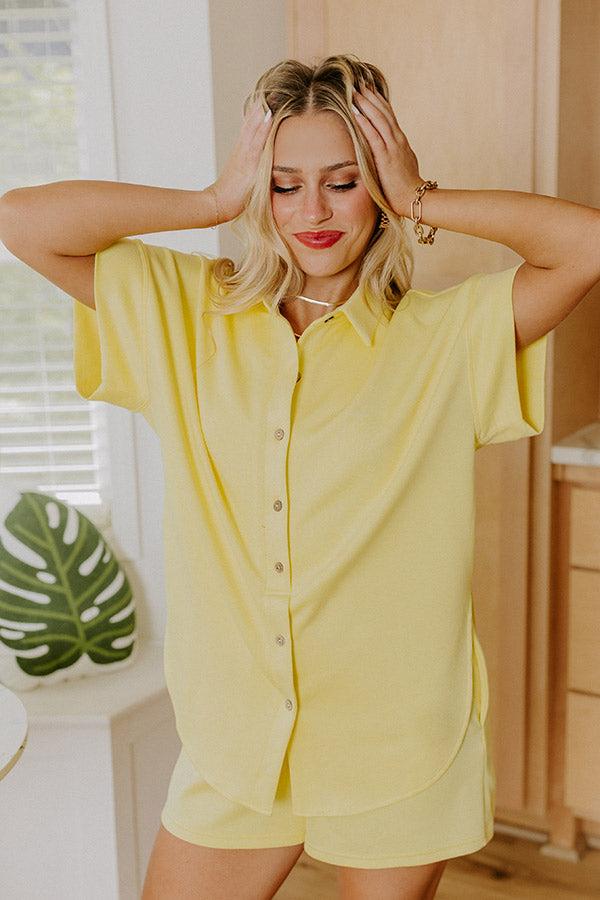 Impressions Carefree Charm Button Down Romper In Yellow