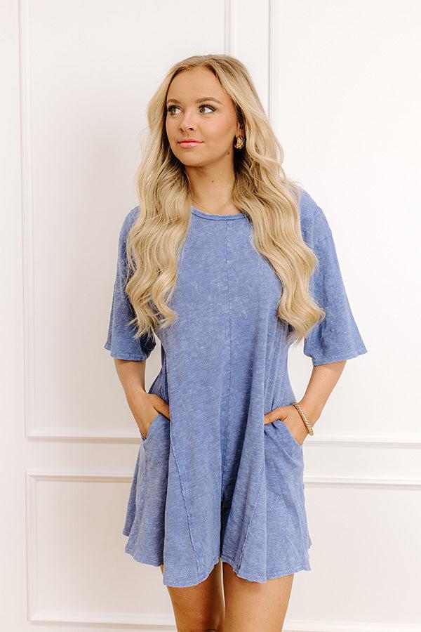 Impressions Casual Convo Vintage Wash Romper In Periwinkle
