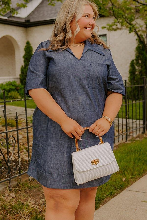 impressions Casual Hangout Chambray Mini Dress Curves