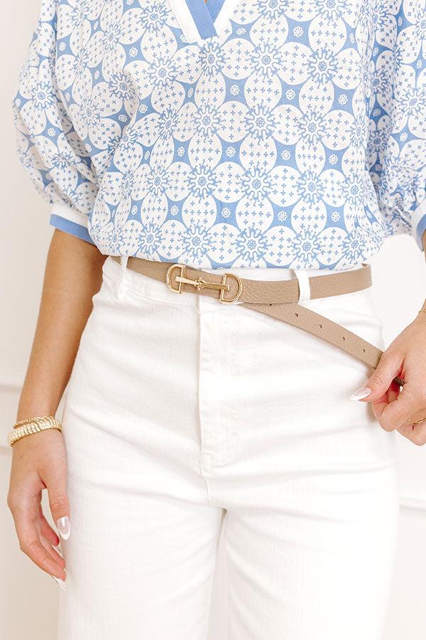 impressions Casual Moment Faux Leather Belt in Warm Taupe