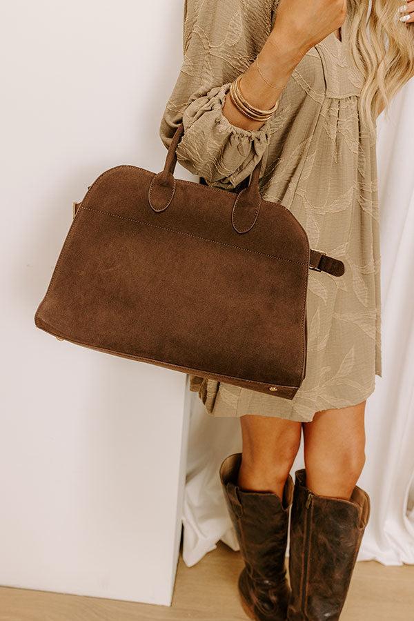 impressions Casual Outing Faux Suede Tote in Chestnut