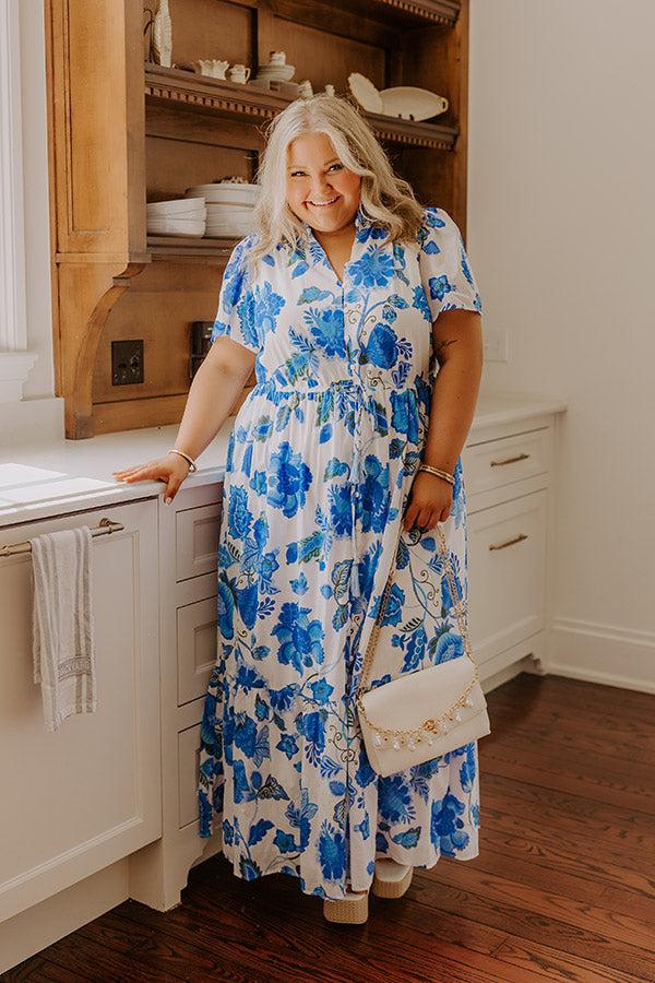 impressions Catalina Island Views Floral Maxi Dress Curves