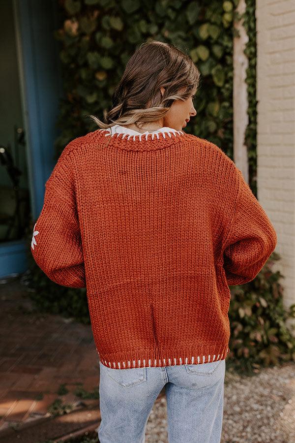 Impressions Chai Latte Please Knit Cardigan In Rust
