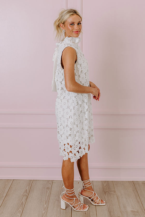 Impressions Champagne Toast Crochet Mini Dress In White