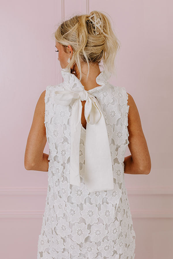 Impressions Champagne Toast Crochet Mini Dress In White