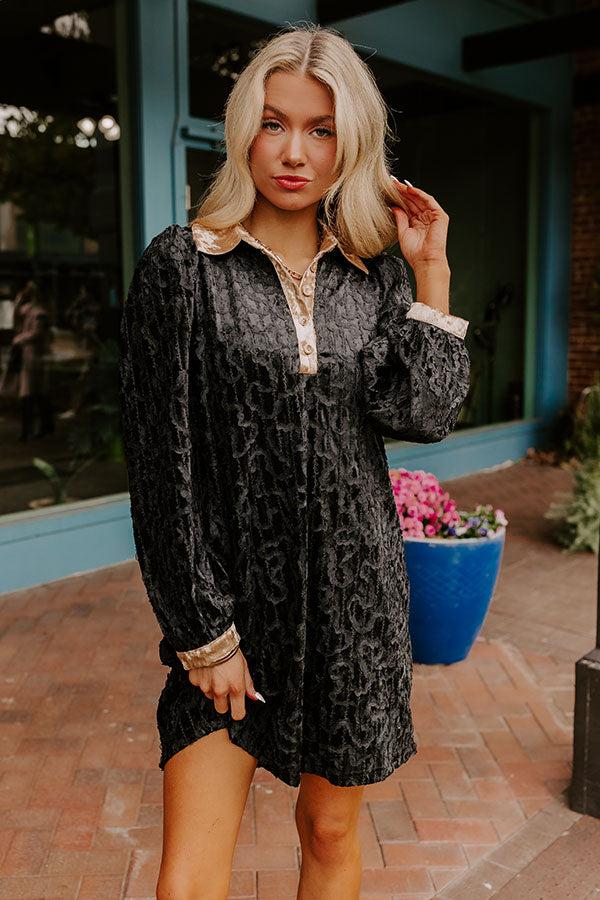 impressions Chardonnay And Candlelight Velvet Mini Dress in Black