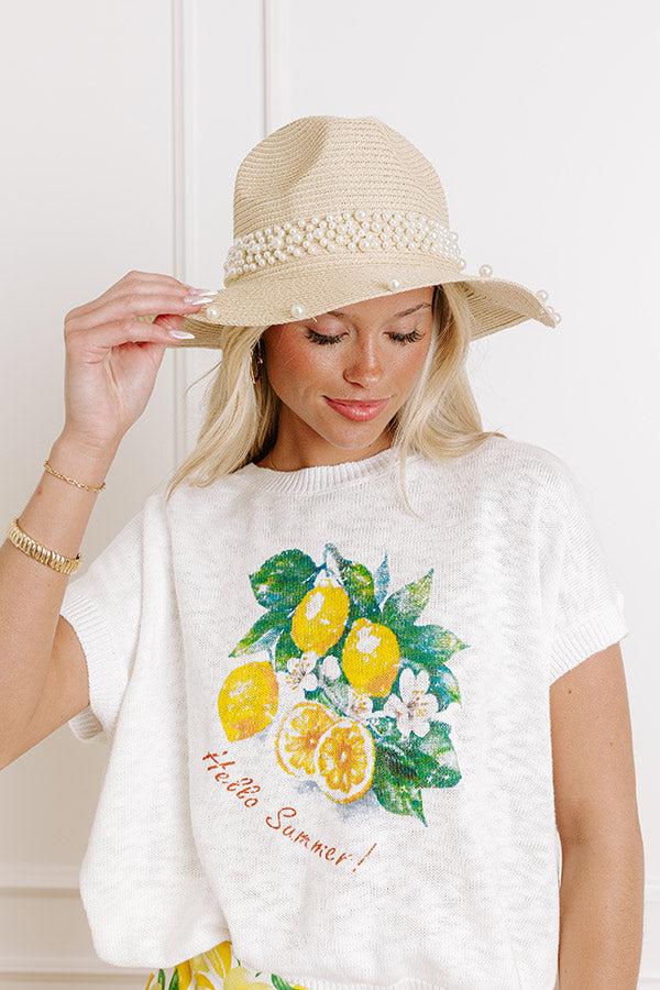 impressions Charming Glance Pearl Embellished Raffia Woven Fedora