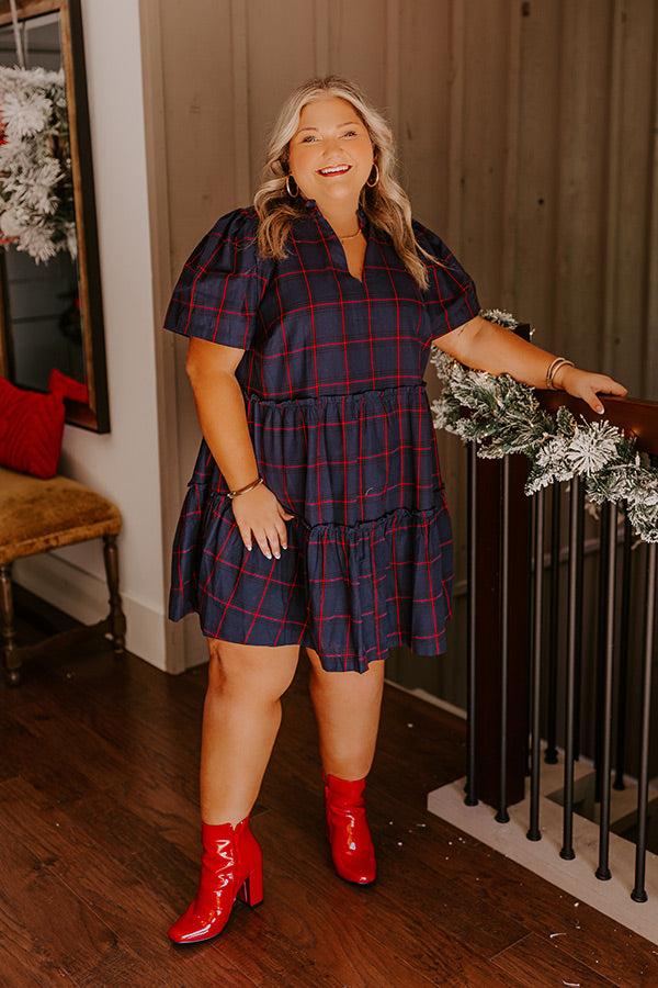 impressions Chic Checkmate Babydoll Mini Dress Curves