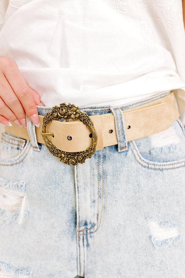 Impressions Chic Lifestyle Faux Suede Belt In Beige