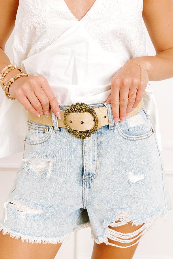 impressions Chic Lifestyle Faux Suede Belt in Beige