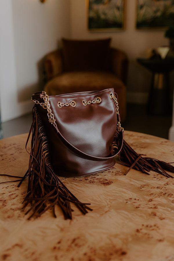 impressions Chic Moment Faux Leather Fringe Purse in Chestnut