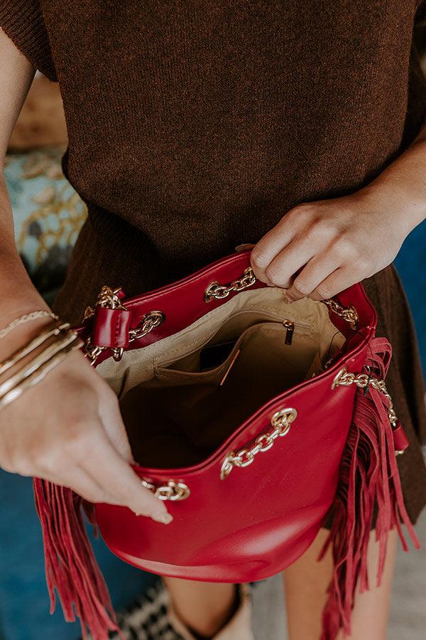 Impressions Chic Moment Faux Leather Fringe Purse In Red