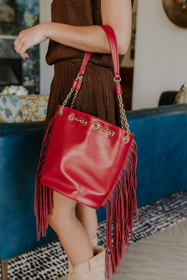 Impressions Chic Moment Faux Leather Fringe Purse In Red
