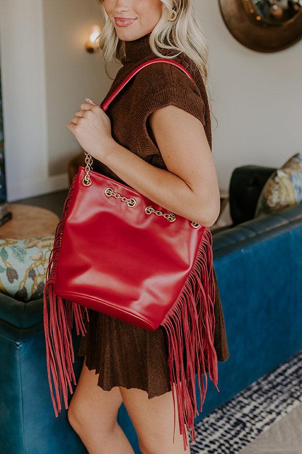impressions Chic Moment Faux Leather Fringe Purse in Red