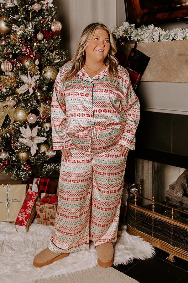impressions Christmas Morning Satin Pajama Pants Curves