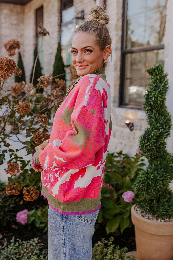 Impressions Cider And Sunsets Floral Sweater In Pink
